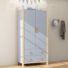 Kleiderschrank 89,6 x 44 x 180,5 cm in Blau mit Kiefernholz, 2 Türen, 2 Schubladen Bild 3