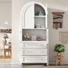 Hochschrank 70x35x180 cm, moderner Küchenschrank mit 3 Schubladen, offenes Regal, Leinenakzente, 180cmx70cmx35cm, Weiß+Gold Bild 3
