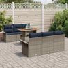 vidaXL Gartensofa-set mit Kissen 7 pcs Grau und Marineblau Poly-Rattan 3349282 Bild 3