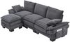 3-Sitzer Sofa aus Cord 260x132x84 cm mit USB-C & Hocker, dunkelgrau Bild 5