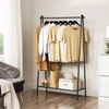Songmics Kleiderständer aus Stahl, Garderobenständer mit Kleiderstange, Ablage im unteren Bereich, schlicht, Schlafzimmer, Flur, Dachboden, Keller, 92,5 x 33,5 x 153 cm, Mattschwarz HSR23BK Bild 3