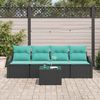 vidaXL Sofa Set mit Kissen 5 pcs Schwarz und Türkis Poly Rattan 3346596 Bild 3