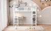 Romance Hochbett Massivholzbett Stockbett Kinderbett Mit Tisch und Regal und Treppe, Absturzsicherung, 90x200 cm Bild 2