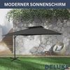 Sonnenschirm rechteckig LOTI 300cm Schwarz UV-Schutz, Kippbar, Kurbelsystem Ampelschirm rechteckig Freiarm Sonnenschirm 300 cm Kurbelschirm Standschirm Sonnenschutz Gartenschirm Bild 4