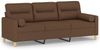 vidaXL 3-Sitzer-Sofa mit Zierkissen Braun 180 cm Stoff 3200832 Bild 2