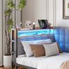 90 X 200 Gepolstertes Schlafsofa, Polsterbett mit 2 Schubladen und LED-Nachttischlampe, USB- und Typ-C-Anschluss, multifunktionales Kinder-Bootsbett, Schlafsofa Einzelbett Grau Bild 4