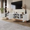 Merax Lowboard mit Rillenoptik, Fernsehtisch mit abgerundeten Ecken Design (200 x 40 x 47,5 cm (L x B x H), 1 St), TV-Schrank mit 4 Türen, höhenverstellbarer Fächer & Stauraum Bild 2