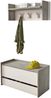 Dmora Eingangsmöbel Actinolite, Moderner Eingangsbereich mit Kleiderbügel, Schrank mit Schuhregal, Multifunktionsschrank, 50x32h182 cm, Zement und Weiß, Bild 5