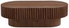 Oval Fluted Coffee Table, Modern Minimalist Center Table with Solid Wood Stripe Accent, MDF with Wood Veneer Construction, Contemporary Accent Table for Living Room, Bedroom, and Office (Walnut color) Bild 2