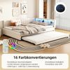 Merax Daybett LED Polsterbett Schlafsofa 140x200cm & Ausziehbett 90x190cm & Aufladen, beige Bild 2