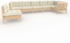 vidaXL 7-tlg. Garten-Lounge-Set mit Creme Kissen Kiefernholz 3096430 Bild 2