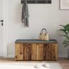 vidaXL Flurbank mit Kissen mit Regal mit Tür Altholz 100 x 38 x 46 cm 891494 Bild 4
