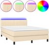 vidaXL Boxspringbett mit Matratze & LED Creme 140x200 cm Stoff 3133322 Bild 2