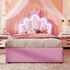 Prinzessinbett mit LED-Beleuchtung und Schubladen, 90x200cm, höhenverstellbarer Kopfteil, Mädchenbett, Polsterbett für Mädchen, Einzelbett Bild 4