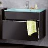FACKELMANN KARA Waschbecken mit Unterschrank 80 cm breit, Anthrazit, Waschbecken Glas Mint, 1 Schublade Bild 2