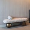Casa Padrino Luxus Sitzbank Beige / Braun 148 cm - Luxus Hotel Möbel Bild 2
