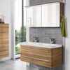 LANZET K8 Waschtisch Set mit Spiegelschrank 120 cm breit, Braun hell, Doppelwaschbecken Keramik Weiß Bild 2