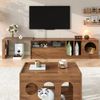 Drehbarer TV-Schrank 180/260 x 40 x 50 cm, erweiterbar, aus Holzwerkstoff und gehärtetem Glas, walnussfarben Bild 4