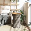 vidaXL Garten-Beistelltisch Trommelform Grau Poly Rattan & Massivholz 368297 Bild 3