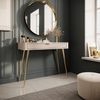 Bettso 'LANTE' Schminktisch Beige, 1-Schublade geriffelt, hohe goldene Beine, 78x38x100 cm Bild 4