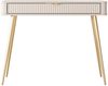 Bettso 'LANTE' Schminktisch Beige, 1-Schublade geriffelt, hohe goldene Beine, 78x38x100 cm Bild 3