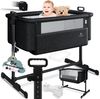 KESSER® Zustellbett Hubi 3in1 Baby Beistellbett Reisebett Babybett mit weich Matratze, mit Rollen Kinderbett, 5-fach Höhenverstellung, Faltbare Seitenwand für zu Hause und unterwegs Schwarz Bild 1