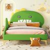 TavilaEcon Kinderbett Polsterbett Jugendbett Flachbett mit Cartoon Dinosaurier Form Kopfteil Bild 2