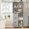 HOMECHO Hochschrank Badezimmerschrank mit 3 Türen und 3 Schubladen Bild 3