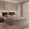 Queen Size Bett HWC-P43, Doppelbett Bettgestell mit Lattenrost, MDF 160x200cm ~ Rivera-Eiche-Optik, dunkelgrau Bild 1