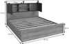 Queen Size Bett HWC-P43, Doppelbett Bettgestell mit Lattenrost, MDF 160x200cm ~ Rivera-Eiche-Optik, dunkelgrau Bild 3