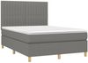 vidaXL Boxspringbett mit Matratze & LED Dunkelgrau 140x190 cm Stoff 3135590 Bild 3