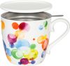 KÖNITZ 115S572708 Becher Colourful Cast Bubbles 425 ml mit Sieb und Deckel, Bone China Porzellan Bild 1