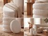 Sitzhocker mit Stauraum aus Teddy Stoff 40cm Creme Rund - Design Boho Stoffhocker mit abnehmbarem Deckel - Polsterhocker Schminktisch Hocker - Beistellhocker für Wohnzimmer Handmade Bild 5