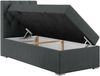 Boxspringbett ALDA, Einzelbett mit gestepptem Kopfteil und einem Bettkasten, 90x200 - Dunkelgrau Stoff - links - H3 Bild 3
