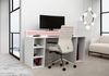 Schreibtisch >TEZAUR< LED-Beleuchtung, Ablage, Fächer, in Weiss - 160x91x72cm (BxHxT) Bild 2