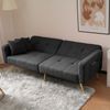 Merax sofa Schlafsofa mit Bettfunktion, verstellbarem Winkel, goldenen Beinen, mit Kissen und seitlichen Aufbewahrungstaschen, Grau Bild 5