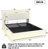 Merax LED Polsterbett 160*200 cm mit USB-Ladeanschluss und Hydraulischer Lagerung, Hautfreundlicher Leinenstoff Beige Bild 4