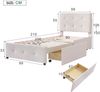 Merax Polsterbett 90x200 Einzelbett Funktionsbett aus Samt mit Höhenverstellbares Kopfteil & 2 Schubladen & Lattenrost Beige Bild 2