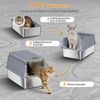 Edelstahl-Katzenklo mit Deckel, XL Geschlossene Metall-Katzenklo, Katzentoiletten mit Schaufel und Fußstufe, Herausnehmbar, 120° Klappdeckel, Leicht zu Reinigen, Dunkelgrau Bild 5