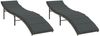 vidaXL Sonnenliegen 2 Stk. mit Auflagen Grau Poly Rattan 3277303 Bild 2