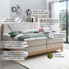 Belanoti Boxspringbett Riviera (Boxspringbett 180x200 Eiche 7-Zonen Taschenfederkern Matratze inkl, Visco Topper Bett 180x200 in der Farbe Beige H2/H3 Polsterbett), Hotelbett mit Massivholz Eiche Massivholzbett Bild 4