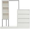 Yorbay Kleiderständer Weiß Schubladenschrank mit 4 Schubladen, 3 offene Stauräume, Kleiderschrank-Set mit Kleiderstange 140 x 40 x 135 cm (BxTxH) Bild 2