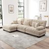 Flieks 3-Sitzer Ecksofa, Modular Cloud Schlafsofa aus Chenille mit 3 Lenden- & 2 Dekokissen, breiten Armlehnen & Ottoman, Hellbraun Bild 3