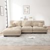 Flieks 3-Sitzer Ecksofa, Modular Cloud Schlafsofa aus Chenille mit 3 Lenden- & 2 Dekokissen, breiten Armlehnen & Ottoman, Hellbraun Bild 2