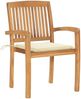 vidaXL Gartenstühle 2 Stk. mit Cremeweißen Kissen Massivholz Teak 3063254 Bild 2