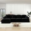 Flieks 4-Sitzer Ecksofa, Modular L-Sofa mit 4 Kissen & 1 Ottoman, abnehmbarer Volant, Flared-Armlehnen & Holzbeinen, Chenille, Schwarz Bild 3