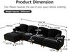 Flieks 4-Sitzer Ecksofa, Modular L-Sofa mit 4 Kissen & 1 Ottoman, abnehmbarer Volant, Flared-Armlehnen & Holzbeinen, Chenille, Schwarz Bild 4