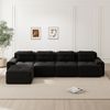 Flieks 4-Sitzer Sofa, Modular L-Form Schlafsofa, Tiefsofa mit Ottoman & 4 Kissen, Cord, Schwarz Bild 2