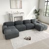 4-Sitzer Sofa 388×178×75 cm aus Cordstoff rahmenlos modular mit 2 Hockern, grau Bild 3