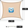 3x4m Sonnensegel Wasserdicht mit Befestigung Beige Bild 3
